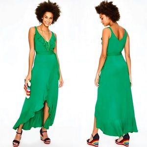 Boden Nora Ruffle Wrap Dress Green